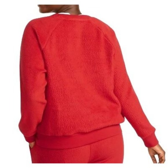 Red Fleece Sweatshirt Top Live the Joy Old Navy Woman's XL Cozy Warm JJ1932 - Picture 3 of 3